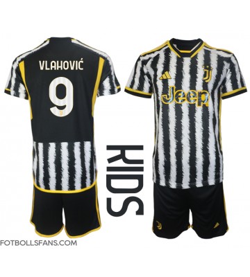 Juventus Dusan Vlahovic #9 Replika Hemmatröja Barn 2023-24 Kortärmad (+ Korta byxor)